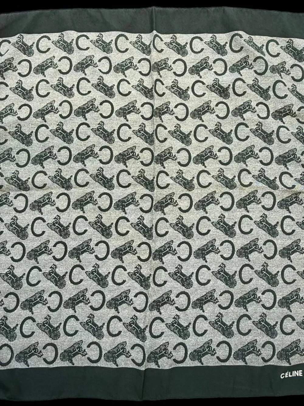 Celine Silk Bandana Scarf Made In Paris Carriage Motif